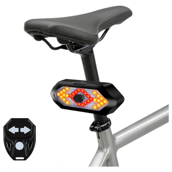 luz de bicicleta trasera con luz de giro y sonido.
